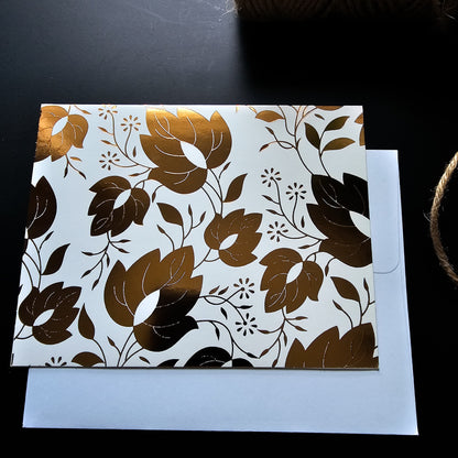 'Blumen' Grußkarte - gold